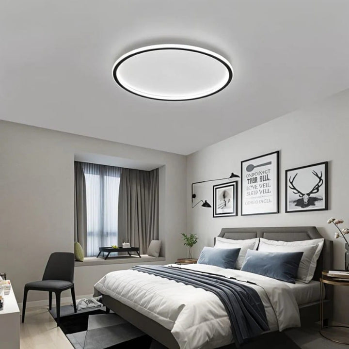 Black Round Slim LED Flush Ceiling Light Boldenn