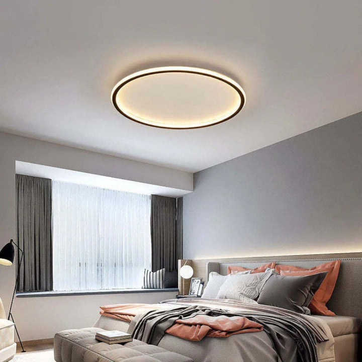 Black Round Slim LED Flush Ceiling Light Boldenn