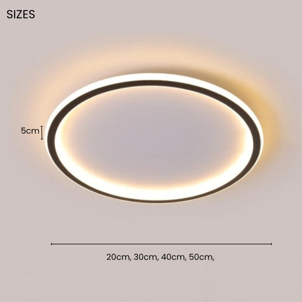 Black Round Slim LED Flush Ceiling Light
