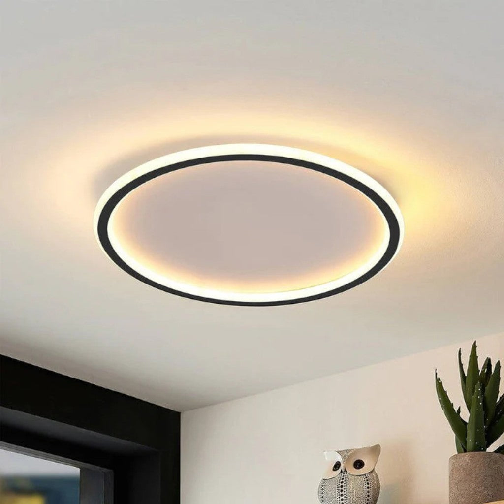 Black Round Slim LED Flush Ceiling Light