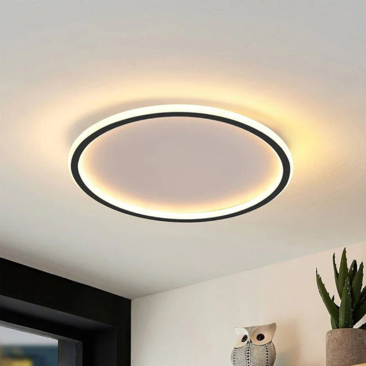 Black Round Slim LED Flush Ceiling Light