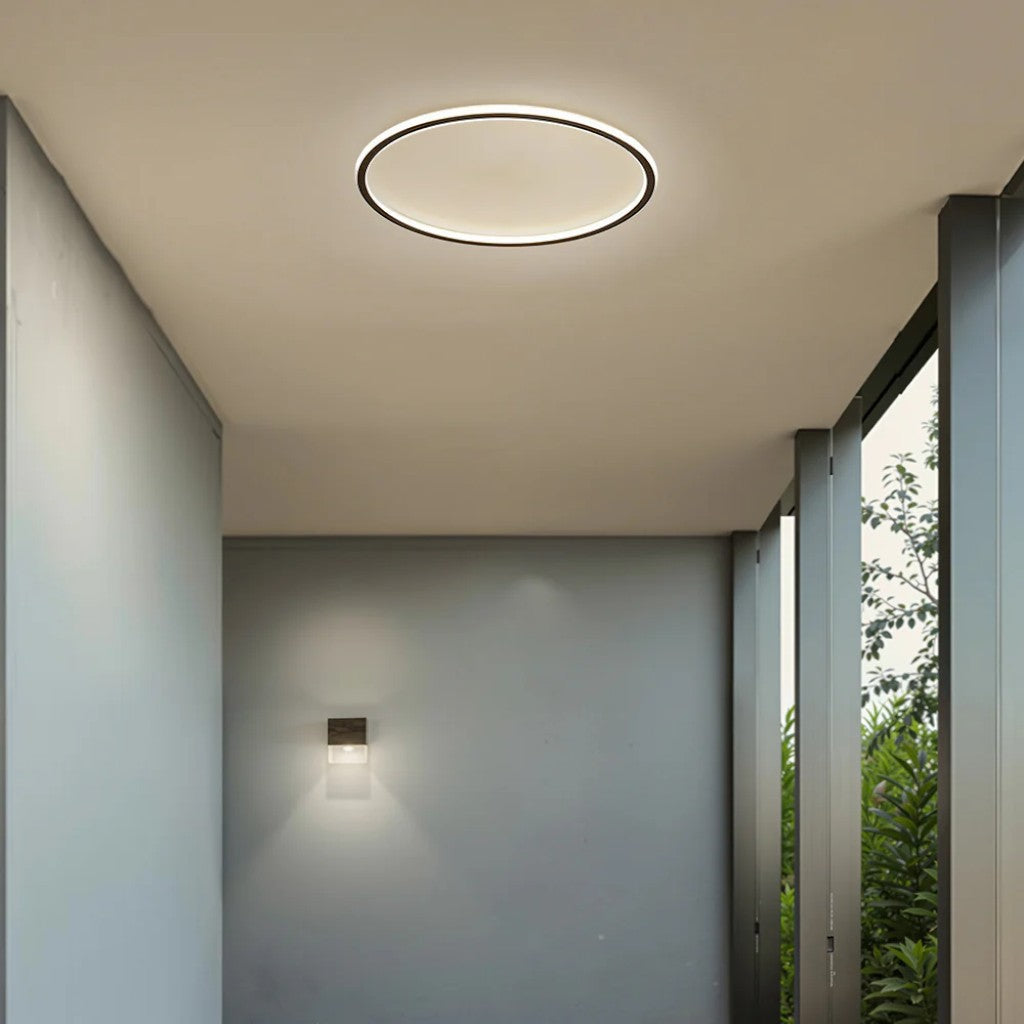 Black Round Slim LED Flush Ceiling Light