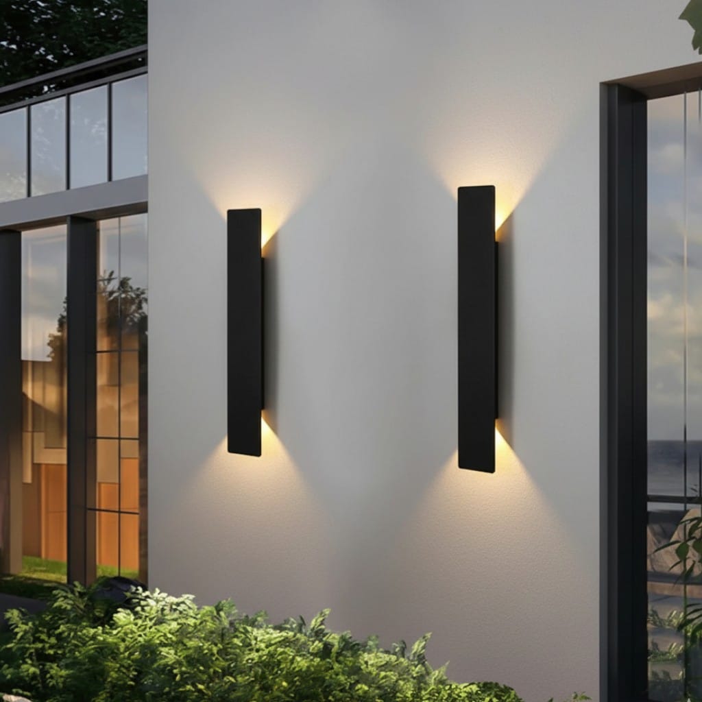 Black Up Down Outdoor Wall Light with Weatherproof Protection | RainWard Boldenn