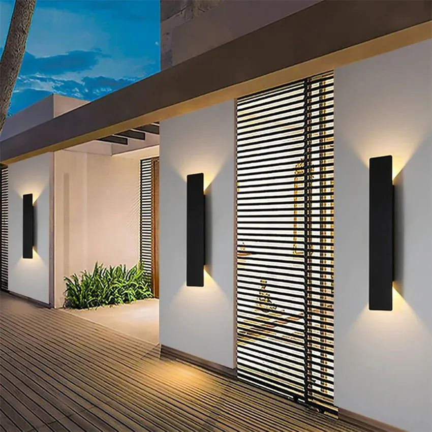 Black Up Down Outdoor Wall Light with Weatherproof Protection | RainWard Boldenn
