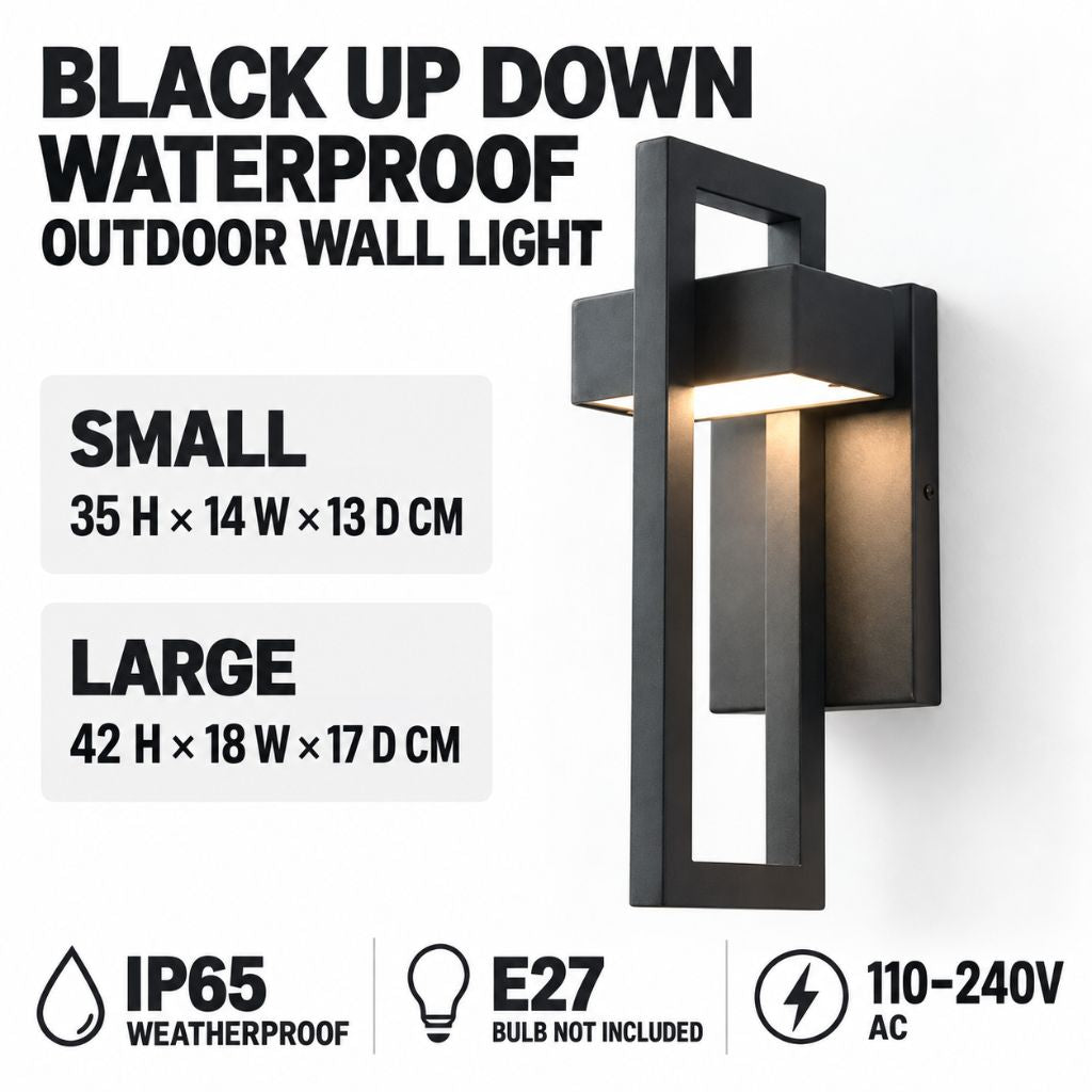 Black Up Down Waterproof Outdoor Wall Light