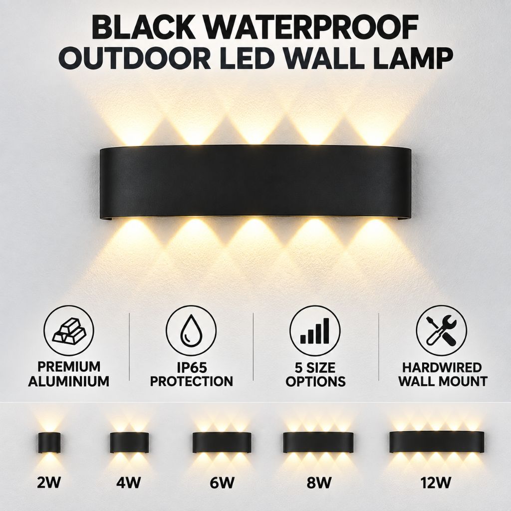 Black Waterproof Outdoor LED Wall Lamp