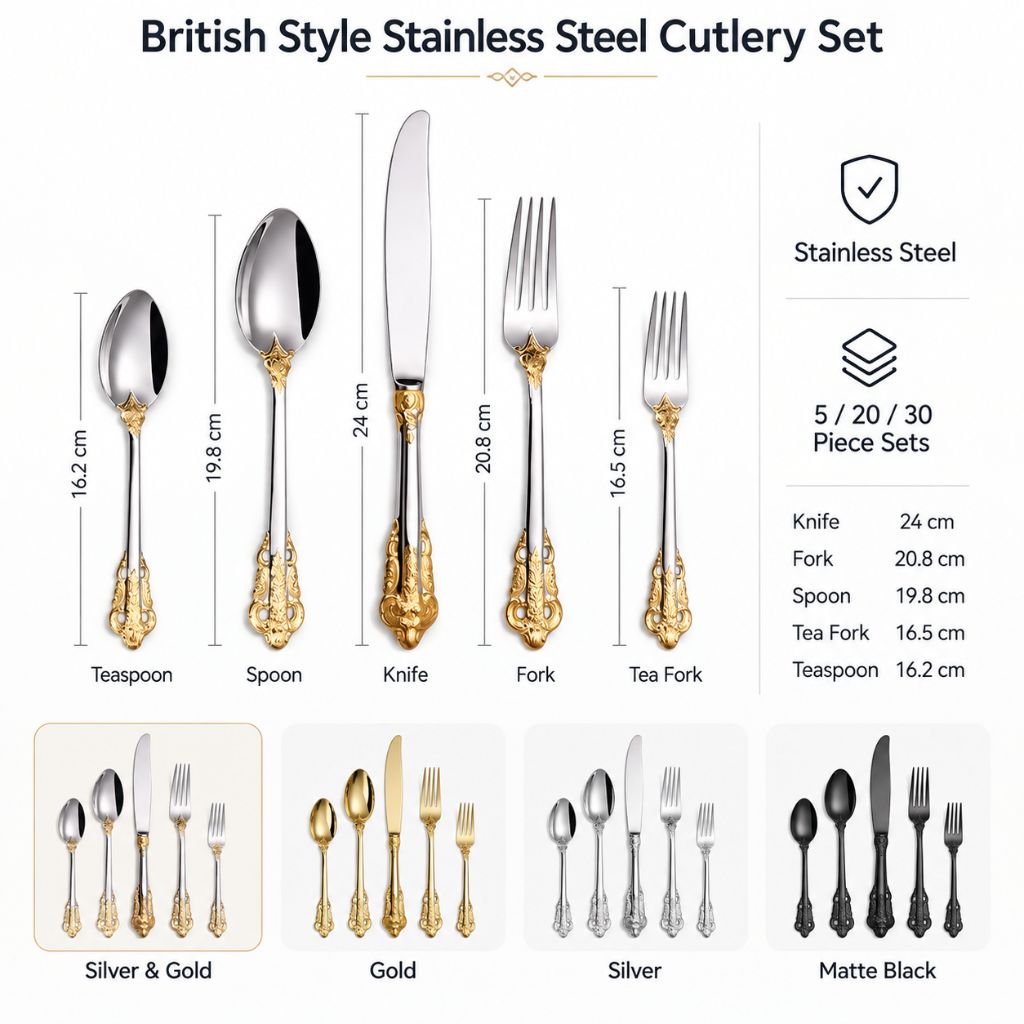 British Style Stainless Steel Cutlery Set – Classic Elegant Dining