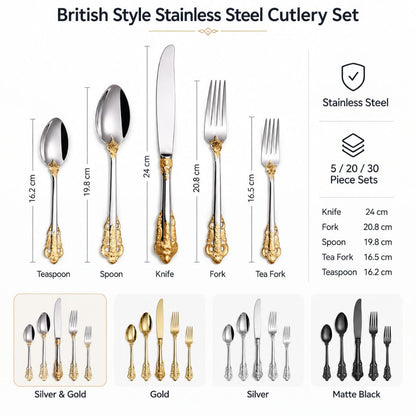 British Style Stainless Steel Cutlery Set – Classic Elegant Dining
