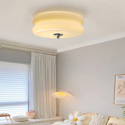 CakeLamp Art Deco Cream Glass Flush Ceiling Light Boldenn