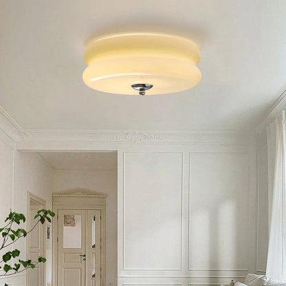 CakeLamp Art Deco Cream Glass Flush Ceiling Light Boldenn