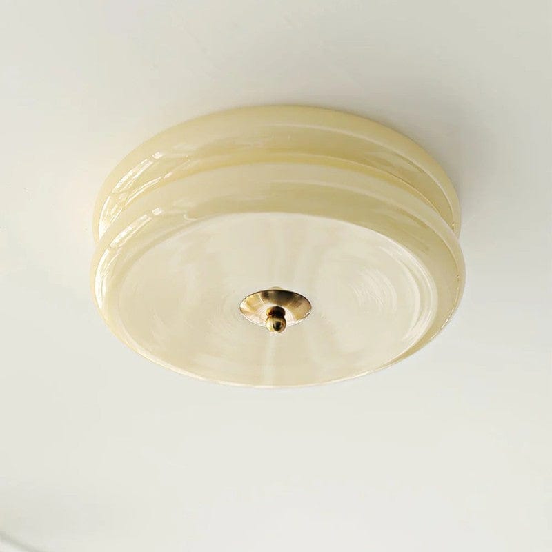 CakeLamp Art Deco Cream Glass Flush Ceiling Light Boldenn