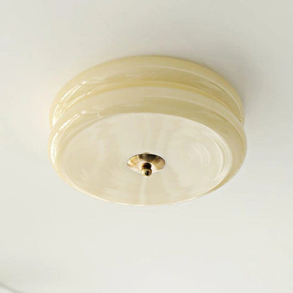 CakeLamp Art Deco Cream Glass Flush Ceiling Light Boldenn