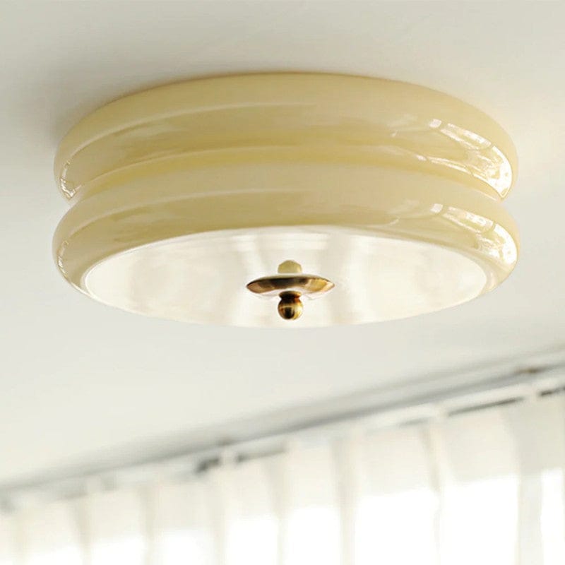 CakeLamp Art Deco Cream Glass Flush Ceiling Light Boldenn