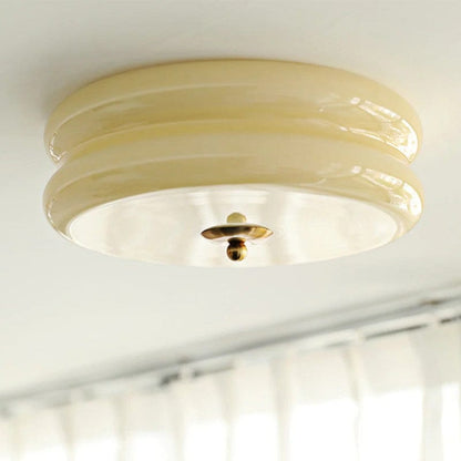 CakeLamp Art Deco Cream Glass Flush Ceiling Light Boldenn