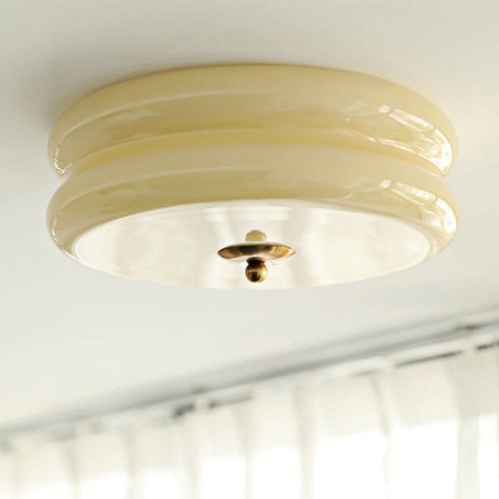 CakeLamp Art Deco Cream Glass Flush Ceiling Light Boldenn