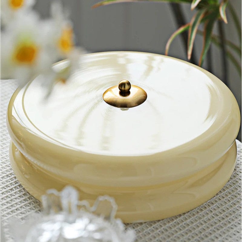 CakeLamp Art Deco Cream Glass Flush Ceiling Light Boldenn