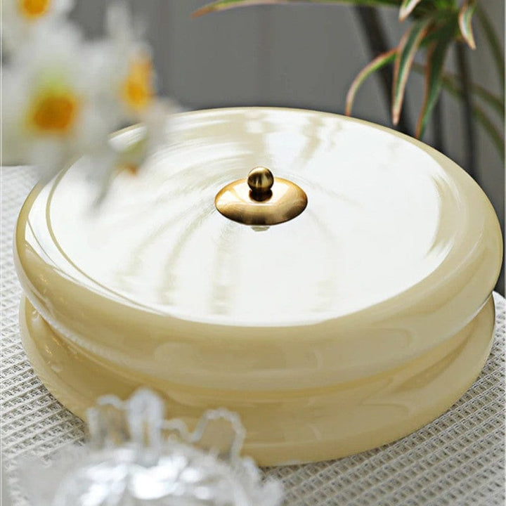 CakeLamp Art Deco Cream Glass Flush Ceiling Light Boldenn