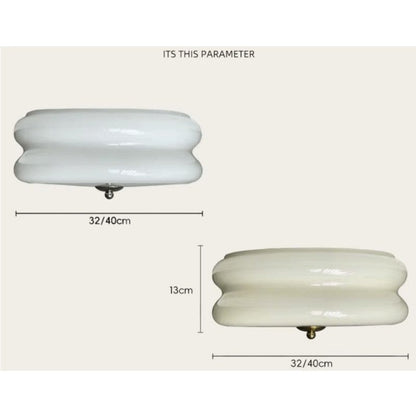 CakeLamp Art Deco Cream Glass Flush Ceiling Light Boldenn
