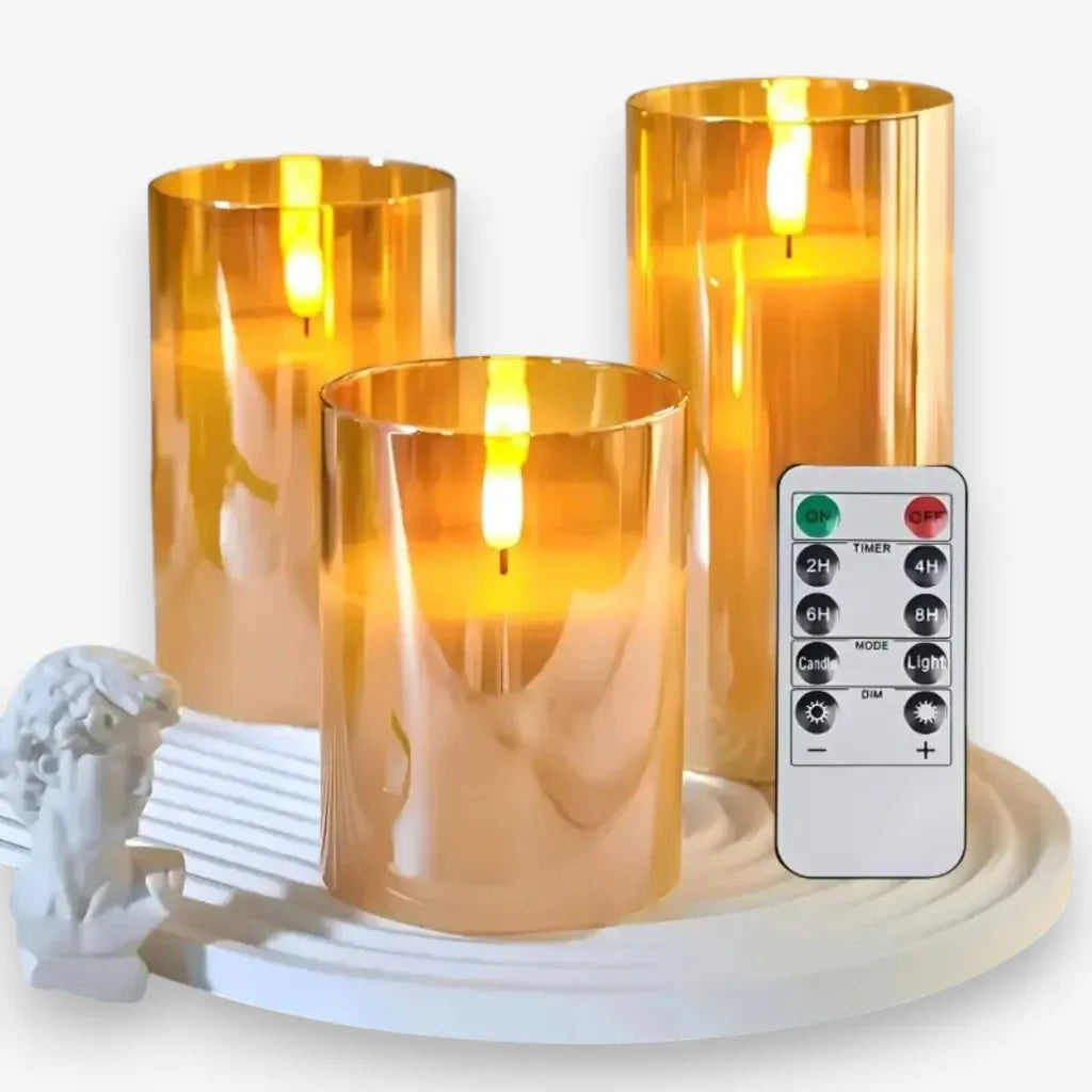 CandLight Flameless Candle Lamp - Remote-Controlled 3pc Set Boldenn