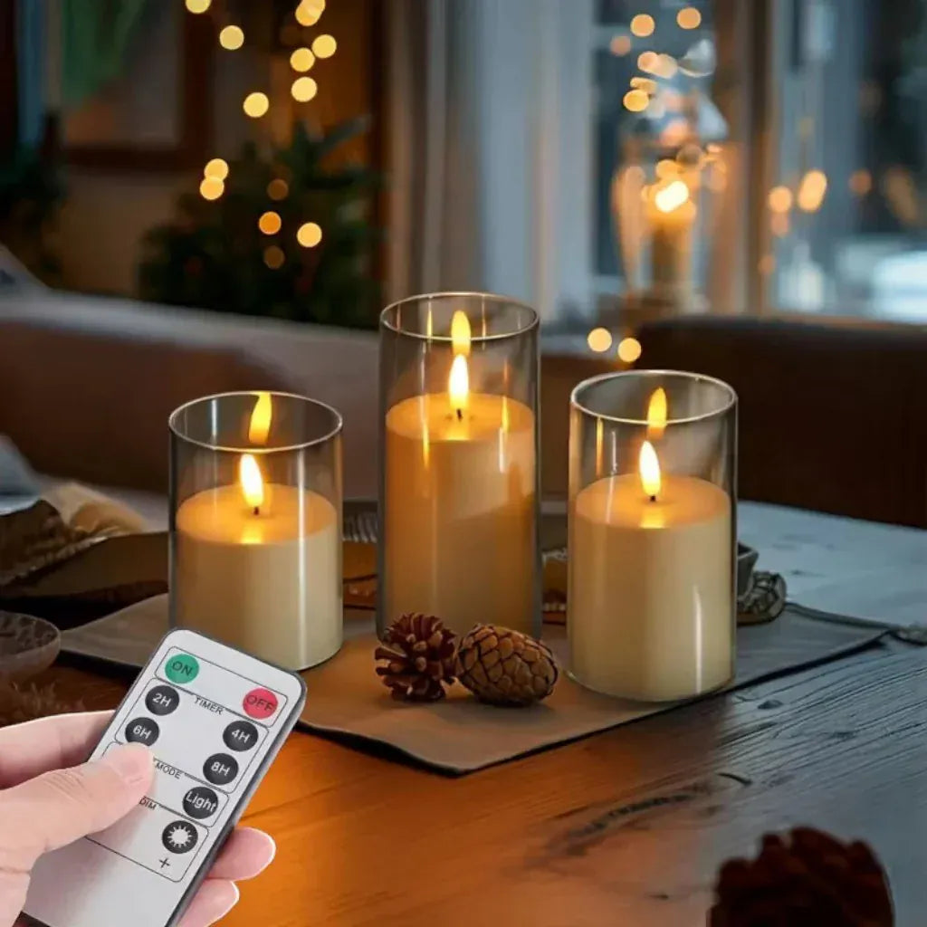 CandLight Flameless Candle Lamp - Remote-Controlled 3pc Set Boldenn