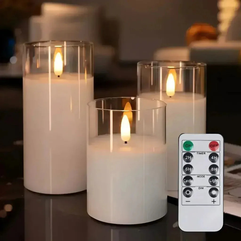 CandLight Flameless Candle Lamp - Remote-Controlled 3pc Set Boldenn