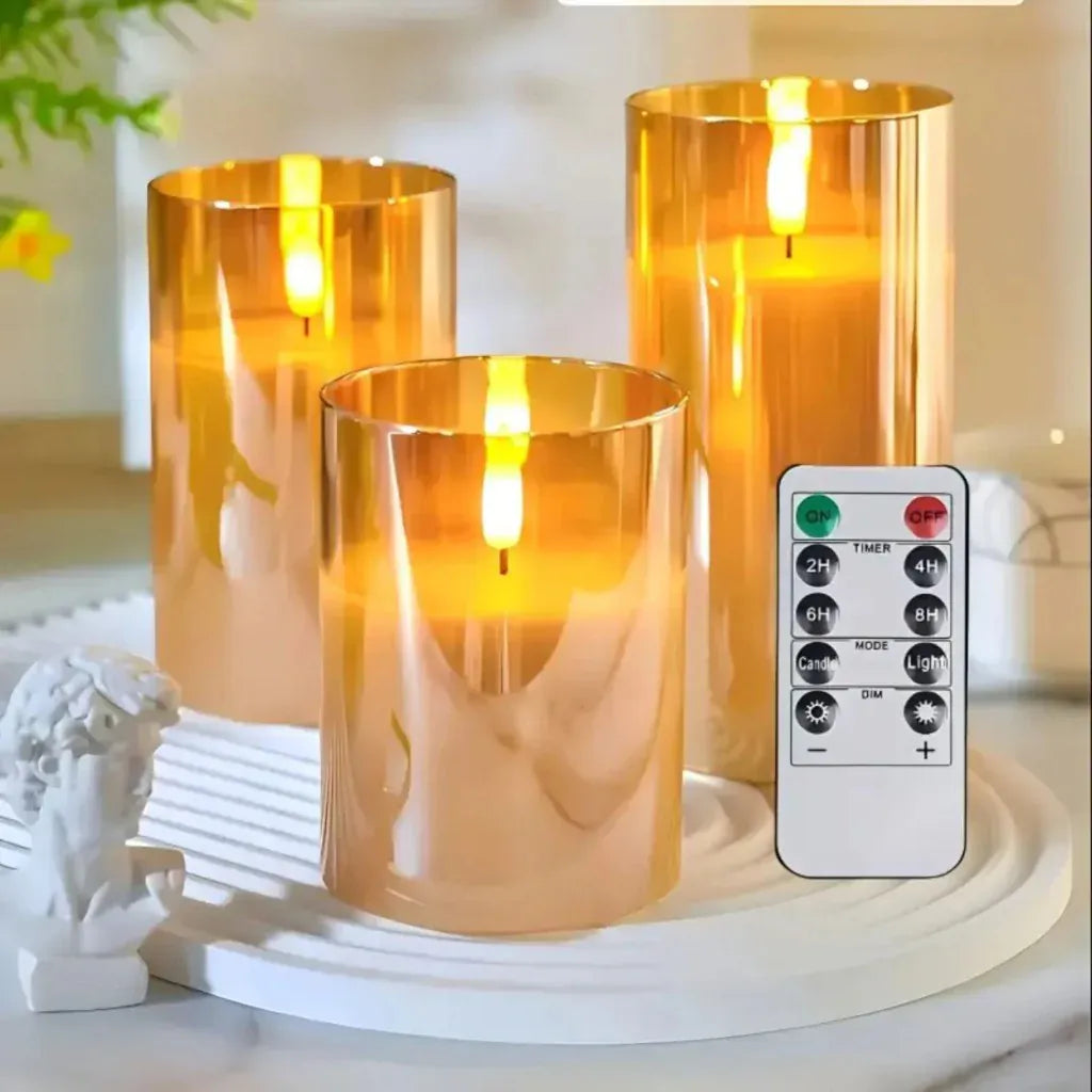 CandLight Flameless Candle Lamp - Remote-Controlled 3pc Set Boldenn