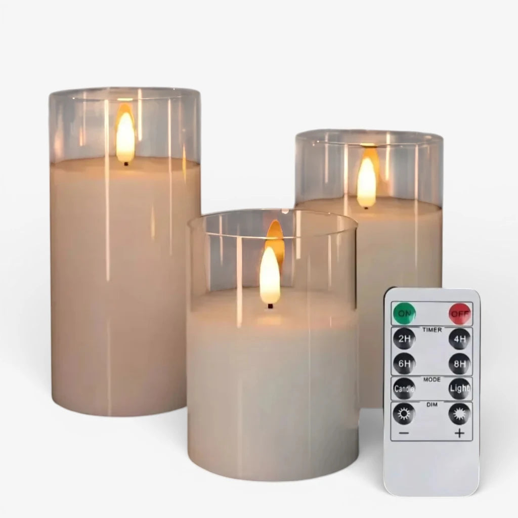 CandLight Flameless Candle Lamp - Remote-Controlled 3pc Set