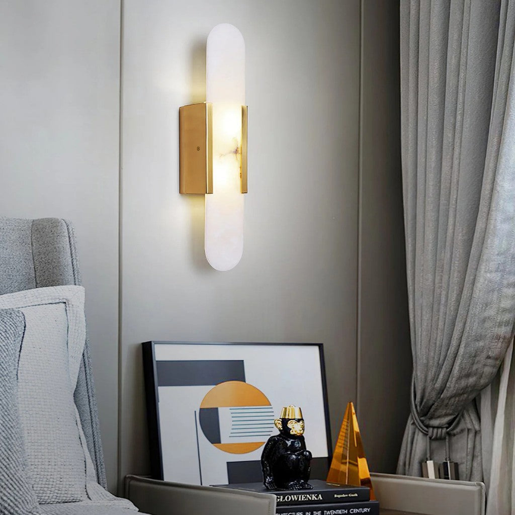 Chan Alabaster & Metal Wall Lamp