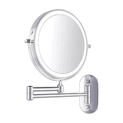 Chrome Silver Wall-Mounted LED Makeup Mirror with Extendable Arm Boldenn