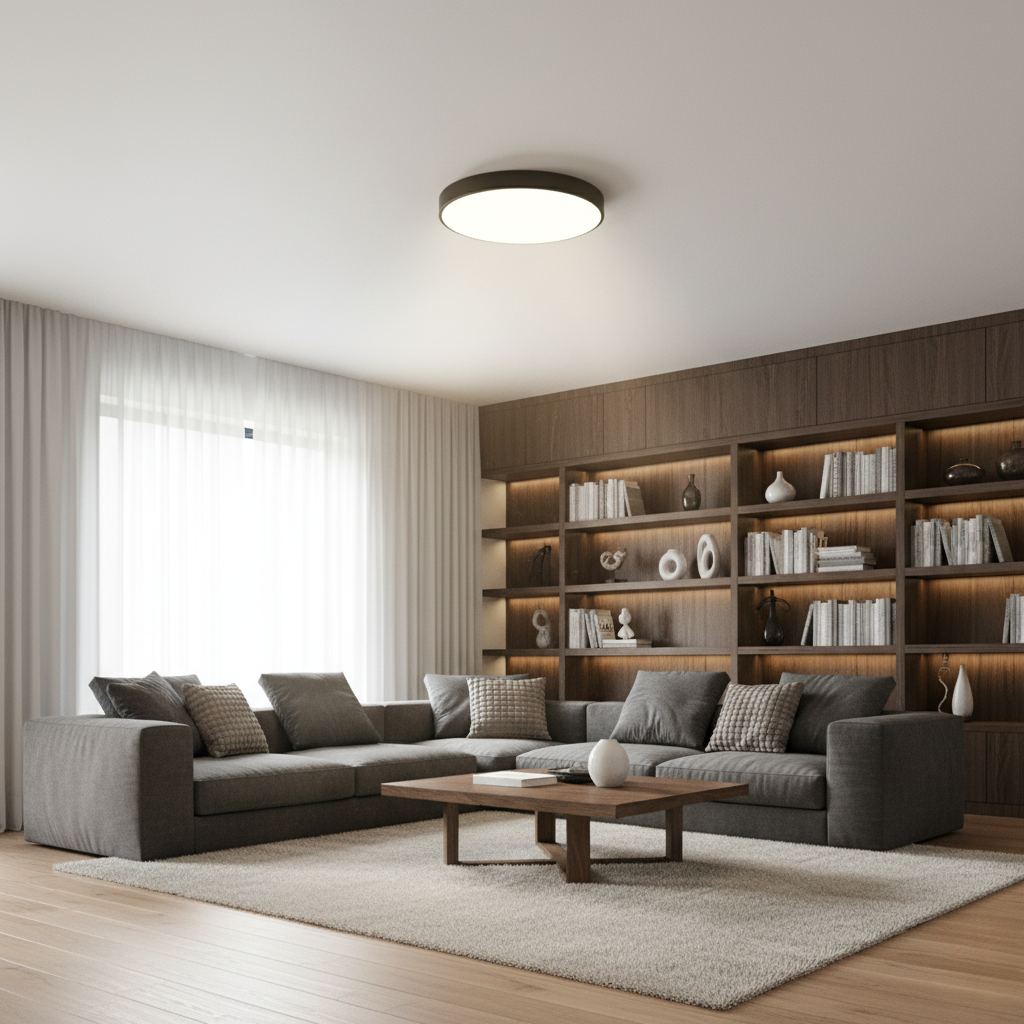 Circle Semi Flush Ceiling Light Fixture For Living Room