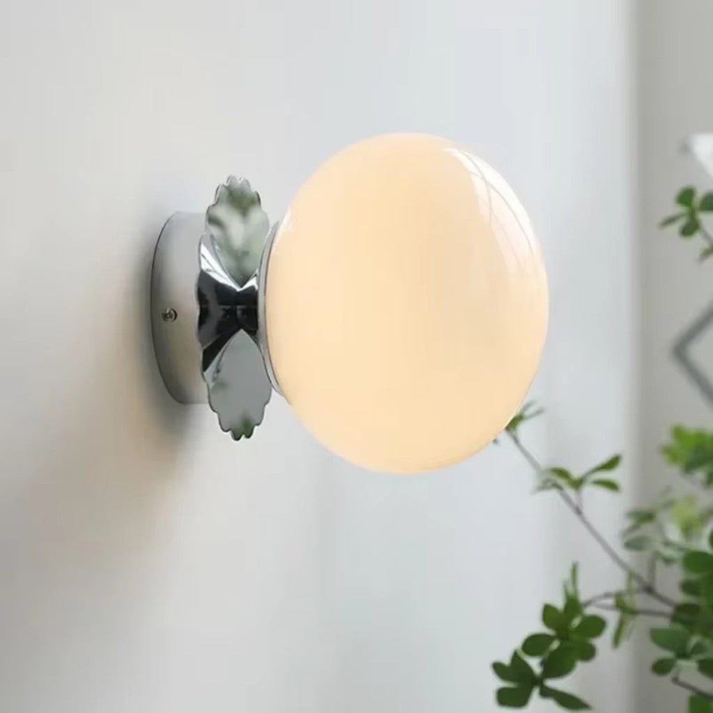 Cirelle Retro Bedside Wall Light in Cream LED Glass Sphere Boldenn