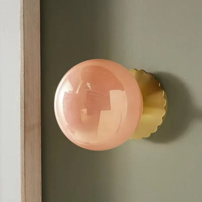 Cirelle Retro Bedside Wall Light in Cream LED Glass Sphere Boldenn