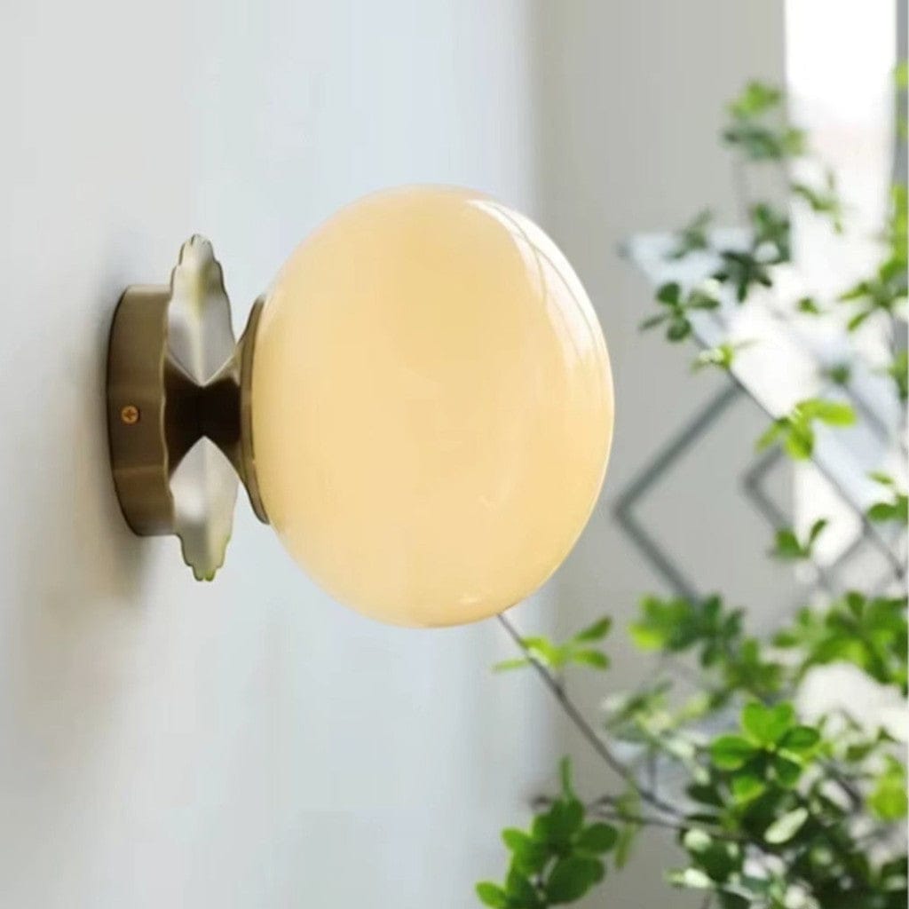Cirelle Retro Bedside Wall Light in Cream LED Glass Sphere Boldenn