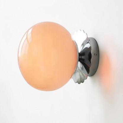 Cirelle Retro Bedside Wall Light in Cream LED Glass Sphere Boldenn