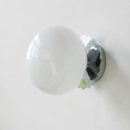 Cirelle Retro Bedside Wall Light in Cream LED Glass Sphere Boldenn