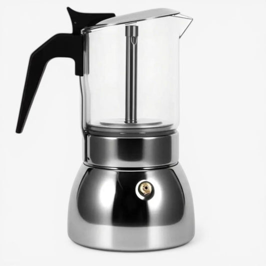 ClearBrew Glass Moka Pot – Borosilicate Stovetop Espresso Maker Boldenn