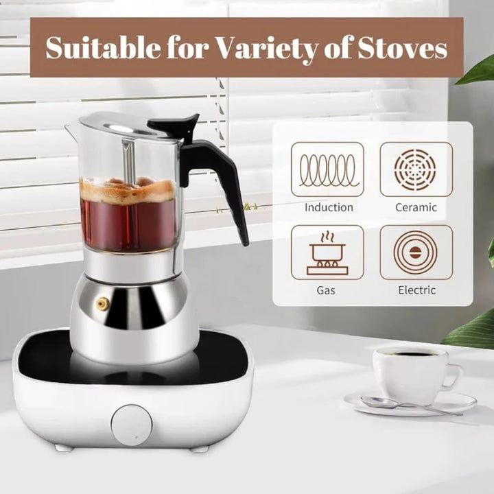 ClearBrew Glass Moka Pot – Borosilicate Stovetop Espresso Maker Boldenn