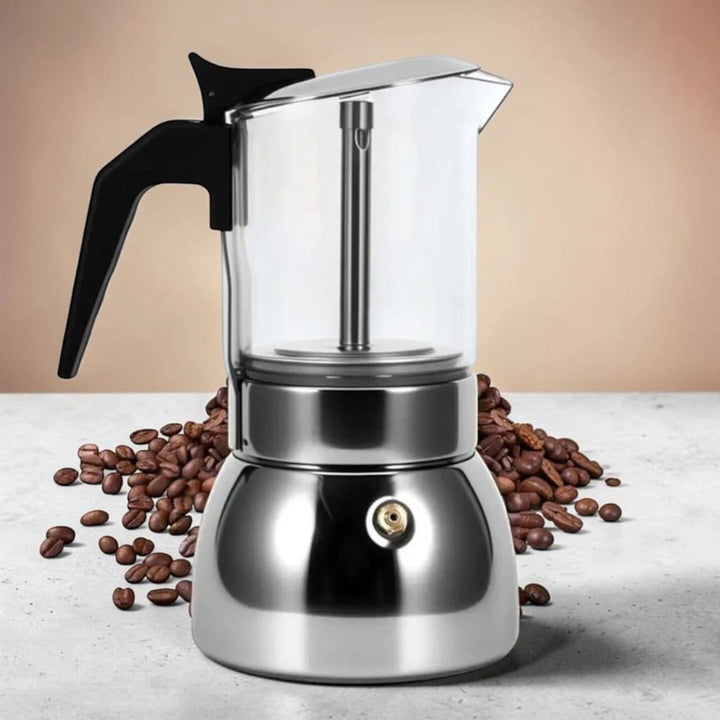 ClearBrew Glass Moka Pot – Borosilicate Stovetop Espresso Maker Boldenn