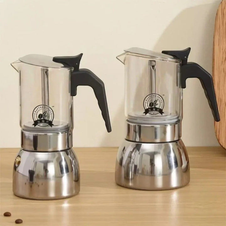 ClearBrew Glass Moka Pot – Borosilicate Stovetop Espresso Maker Boldenn