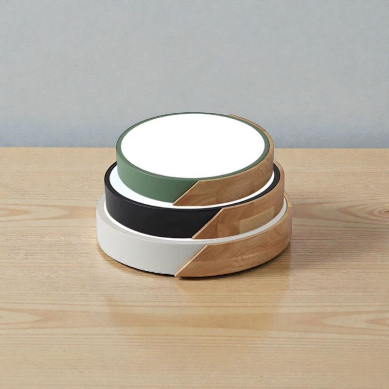 Colorful Wooden Round LED Flush Ceiling Light