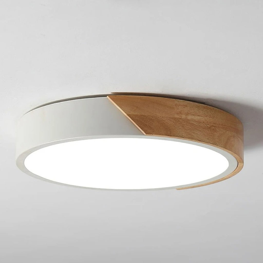 Colorful Wooden Round LED Flush Ceiling Light
