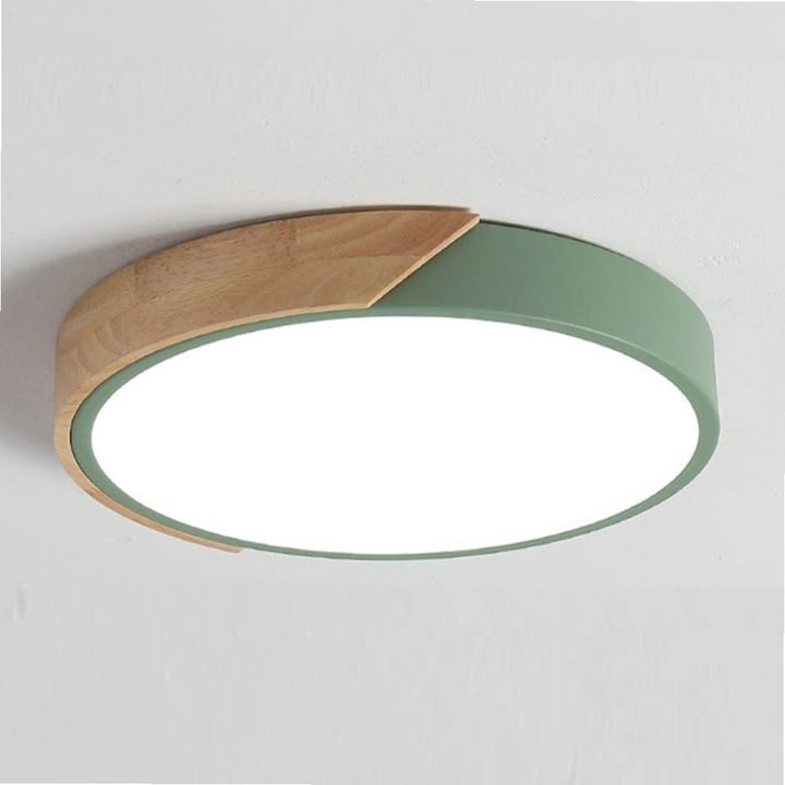 Colorful Wooden Round LED Flush Ceiling Light
