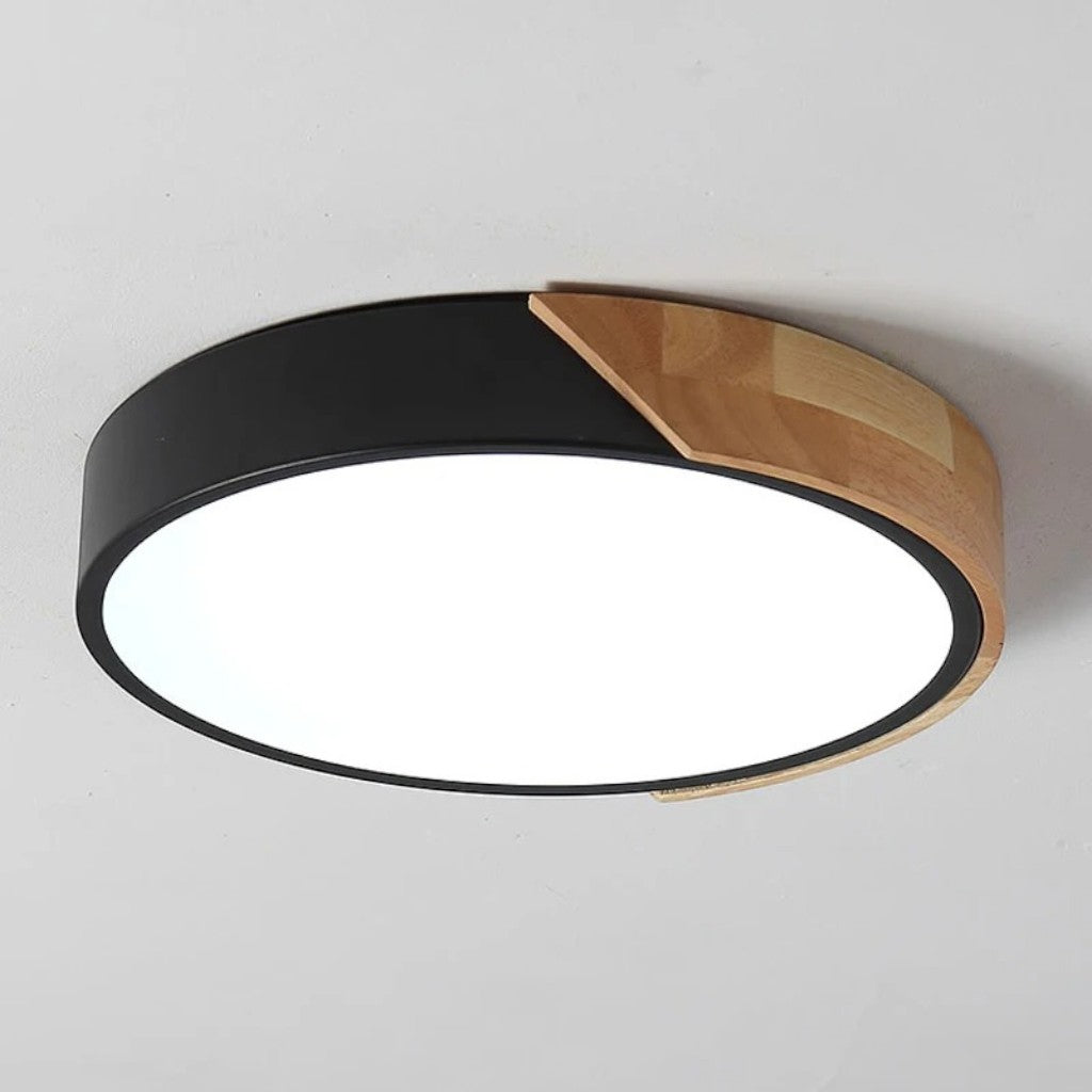 Colorful Wooden Round LED Flush Ceiling Light