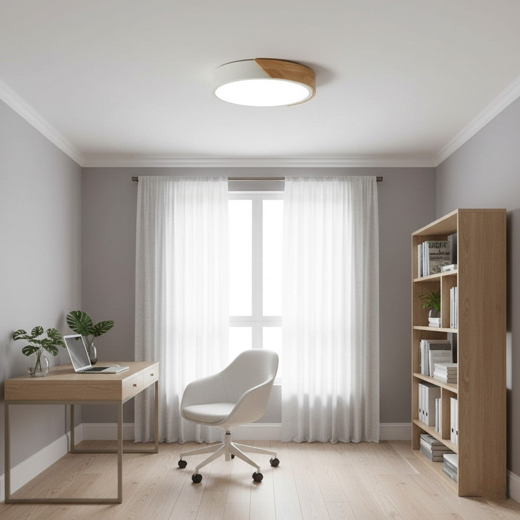 Colorful Wooden Round LED Flush Ceiling Light