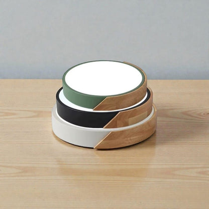 Colorful Wooden Round LED Flush Ceiling Light Boldenn