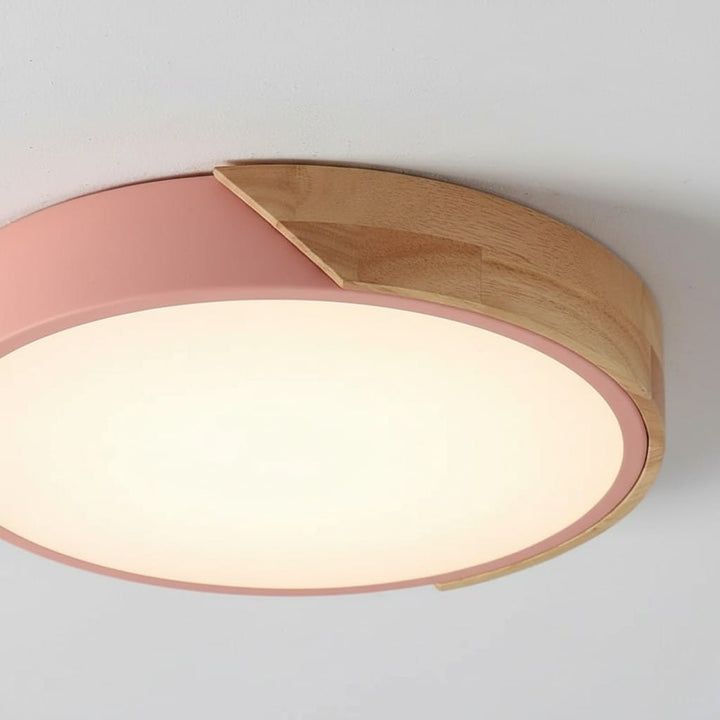Colorful Wooden Round LED Flush Ceiling Light Boldenn