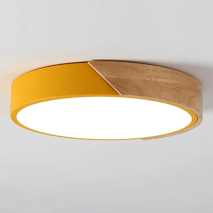 Colorful Wooden Round LED Flush Ceiling Light Boldenn
