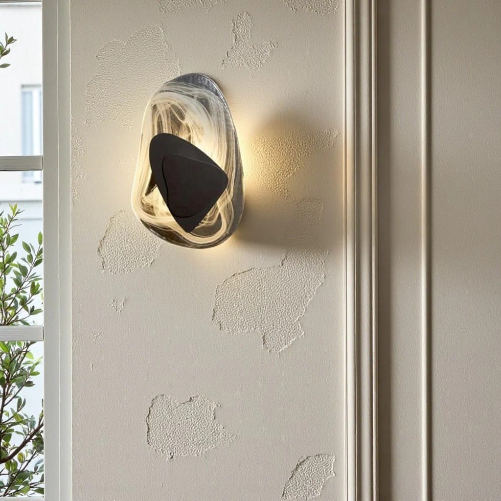 Crystal Glass Wall Sconce with Fluid Design Boldenn