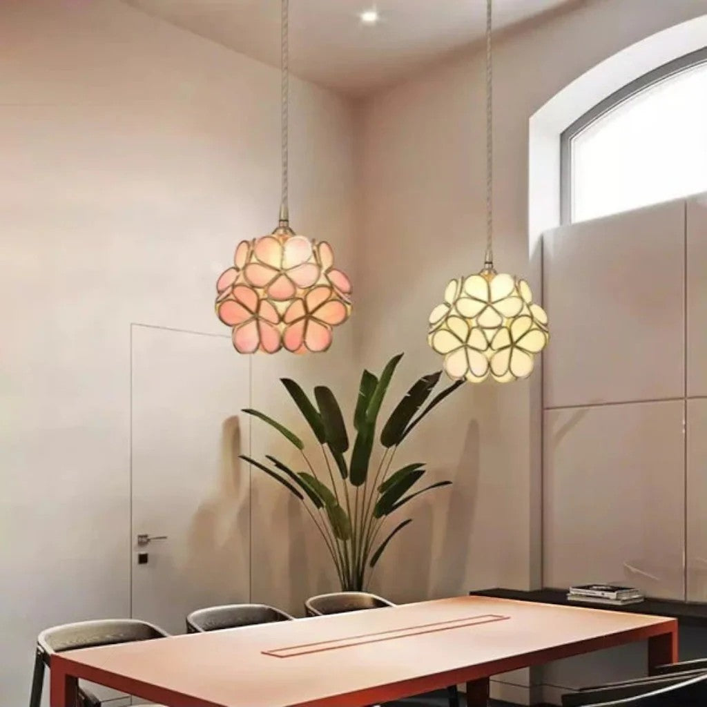 Flora Flower Stained Glass Pendant Light