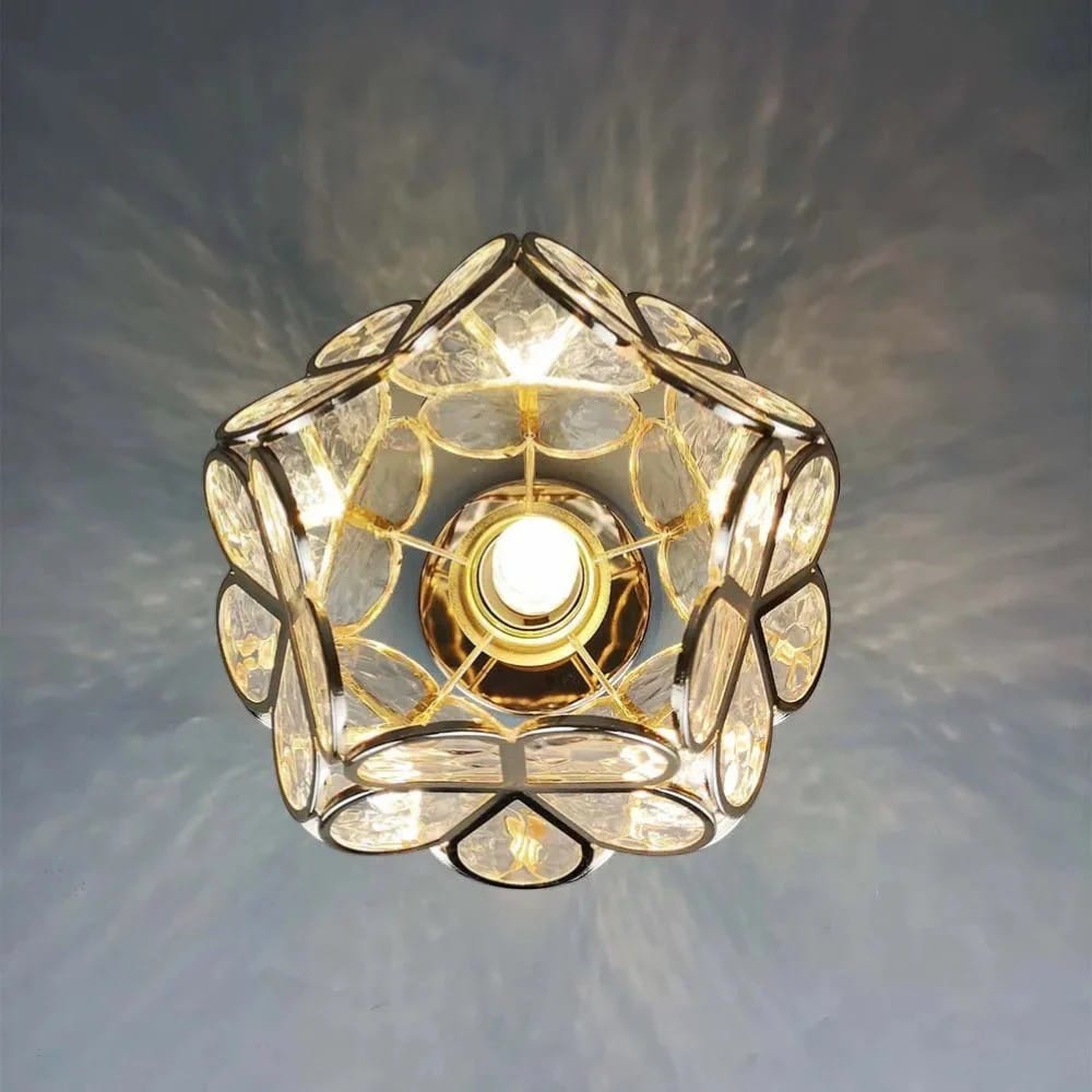 FloraLamp Art Deco Flower Glass Flush Mount Ceiling Light Boldenn